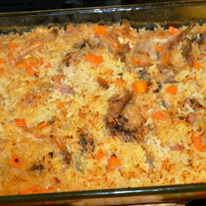 Arroz de codorniz no forno