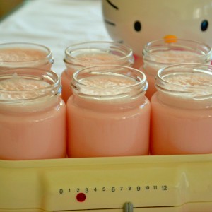 Iogurtes com aroma de morango