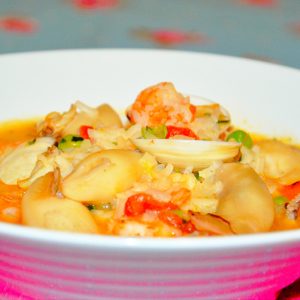 Arroz de lulas, ameijoas e camarão malandrinho