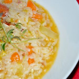 Arroz de salsichas com couve coração