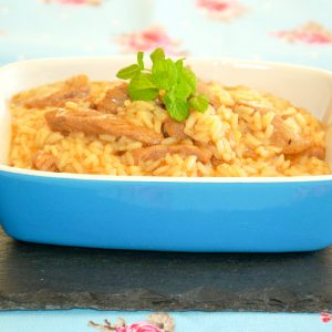 Arroz de vitela com hortelã